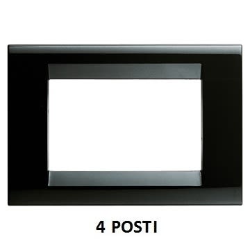 GEWISS - GEWGW32054 PLACCA PLAYBUS - IN TECNOPOLIMERO - FINITURA LUCIDA - 4 POSTI - NERO TONER - PLAYBUS