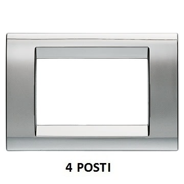 GEWISS - GEWGW32074 PLACCA PLAYBUS - IN TECNOPOLIMERO METALLIZZATO - FINITURA LUCIDA - 4 POSTI - CROMO SOFT - PLAYBUS