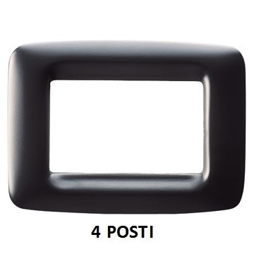 GEWISS - GEWGW32304 PLACCA PLAYBUS YOUNG - IN TECNOPOLIMERO - FINITURA SATINATA - 4 POSTI - NERO TONER - PLAYBUS