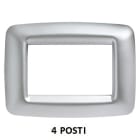 GEWISS - GEWGW32754 PLACCA PLAYBUS YOUNG - IN TECNOPOLIMERO METALLIZZATO - FINITURA SATINATA - 4 POSTI - CROMO SOFT - PLAYBUS