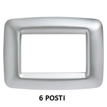 GEWISS - GEWGW32756 PLACCA PLAYBUS YOUNG - IN TECNOPOLIMERO METALLIZZATO - FINITURA SATINATA - 6 POSTI - CROMO SOFT - PLAYBUS