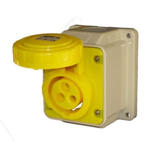 GEWISS - GEWGW63447 PRESA FISSA DA PARETE A 10° - IP67 - 3P+N+T 63A 100-130V 50/60HZ - GIALLO - 4H - CABLAGGIO A VITE