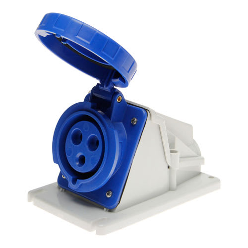 GEWISS - GEWGW62499 PRESA FISSA DA PARETE A 90° - IP67 - 2P+T 16A 200-250V 50/60HZ - BLU - 6H - CABLAGGIO A VITE