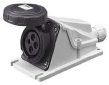 GEWISS - GEWGW62517 PRESA FISSA DA PARETE A 90° - IP67 - 3P+T 32A 480-500V 50/60HZ - NERO - 7H - CABLAGGIO A VITE
