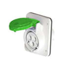 GEWISS - GEWGW62824H PRESA FISSA DA INCASSO A 10° HP - IP44/IP54 - 2P+T 32A >50V >300-500HZ - VERDE - 2H - CABLAGGIO A VITE