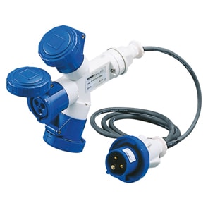 GEWISS - GEWGW64055 MOLTIPLICATORE MOBILE 3 USCITE IP67-2M DI CAVO FLESSIBILE-SPINA 16A-3 PRESE 3P+T 400V 50/60HZ-ROSSO-6H
