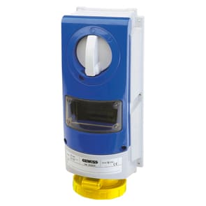 GEWISS - GEWGW66812 PRESA FISSA INTERBLOCCATA VERTICALE - SENZA FONDO - IMPIEGHI GRAVOSI - CON BASE PORTAFUSIBILI - 2P+T 32A 100-130V-50/60HZ 4H - IP66