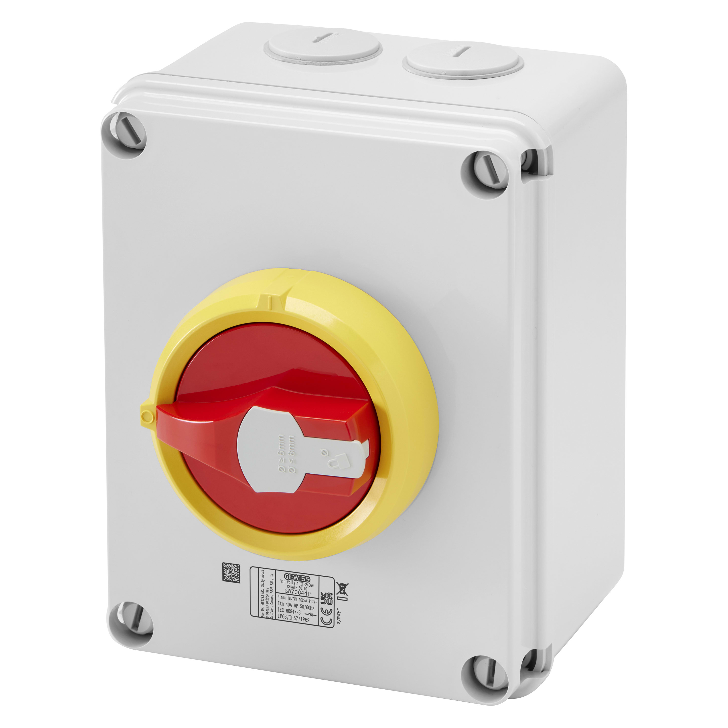GEWISS - GEWGW70662P INT.ROT. CASSETTA ISO 8P 25A MAN. ROSSA