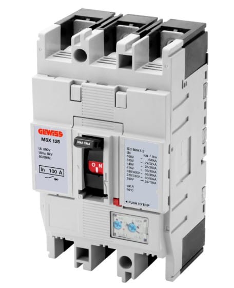 GEWISS - GEWGWD9124 MSX 125 - INTERRUTTORE MAGNETOTERMICO SCATOLATO - TERMICA REGOLABILE - MAGNETICA REGOLABILE -36KA 3P 63A 690V
