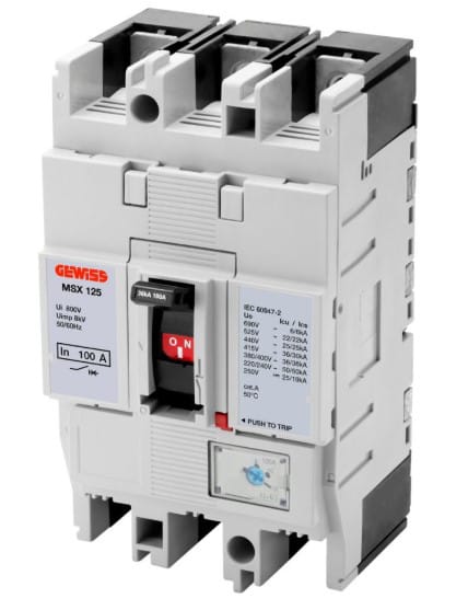 GEWISS - GEWGWD9202 MSX 125 - INTERRUTTORE MAGNETOTERMICO SCATOLATO - MAGNETICA REGOLABILE PER PROTEZIONE MOTORI - 36KA 3P 32A 690V