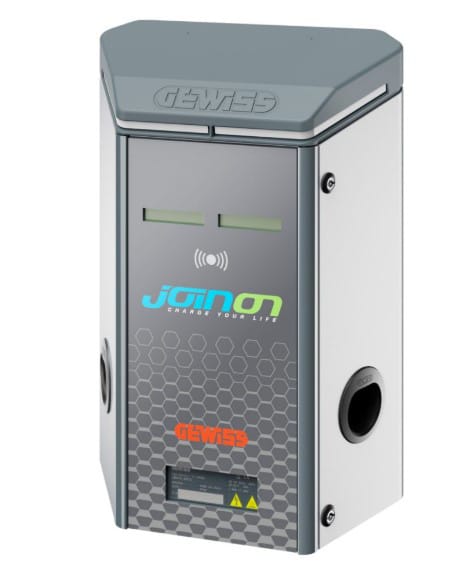 GEWISS - GEWGWJ2101L WALL BOX I-ON - STAZIONE DI RICARICA DA PARETE - CLOUD OCCP 1.6 - KIT ETHERNET - 7,4 + 7,4 kW - IP55