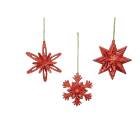 GIOCOPLAST NATALE SP - GCP33011865 ADDOBBO GLITTER ROSSO, 3 ASS 10 CM