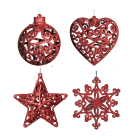 GIOCOPLAST NATALE SP - GCP33020452 ADDOBBI GLITTER ROSSO 3D CM.10-12, ASS