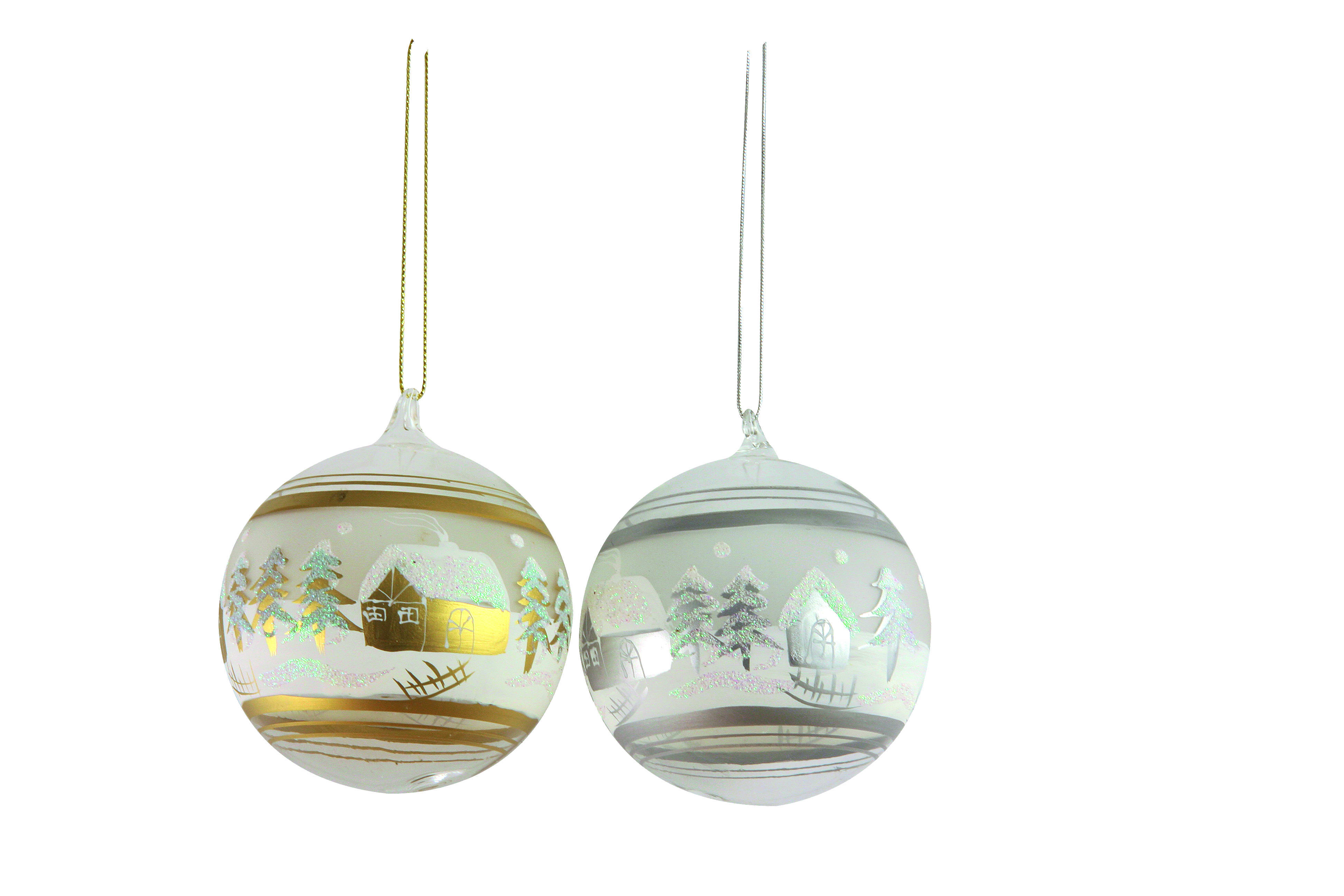 GIOCOPLAST NATALE SP - GCP48110363 SFERA VETRO DECORO PAESAGGIO, D.80,