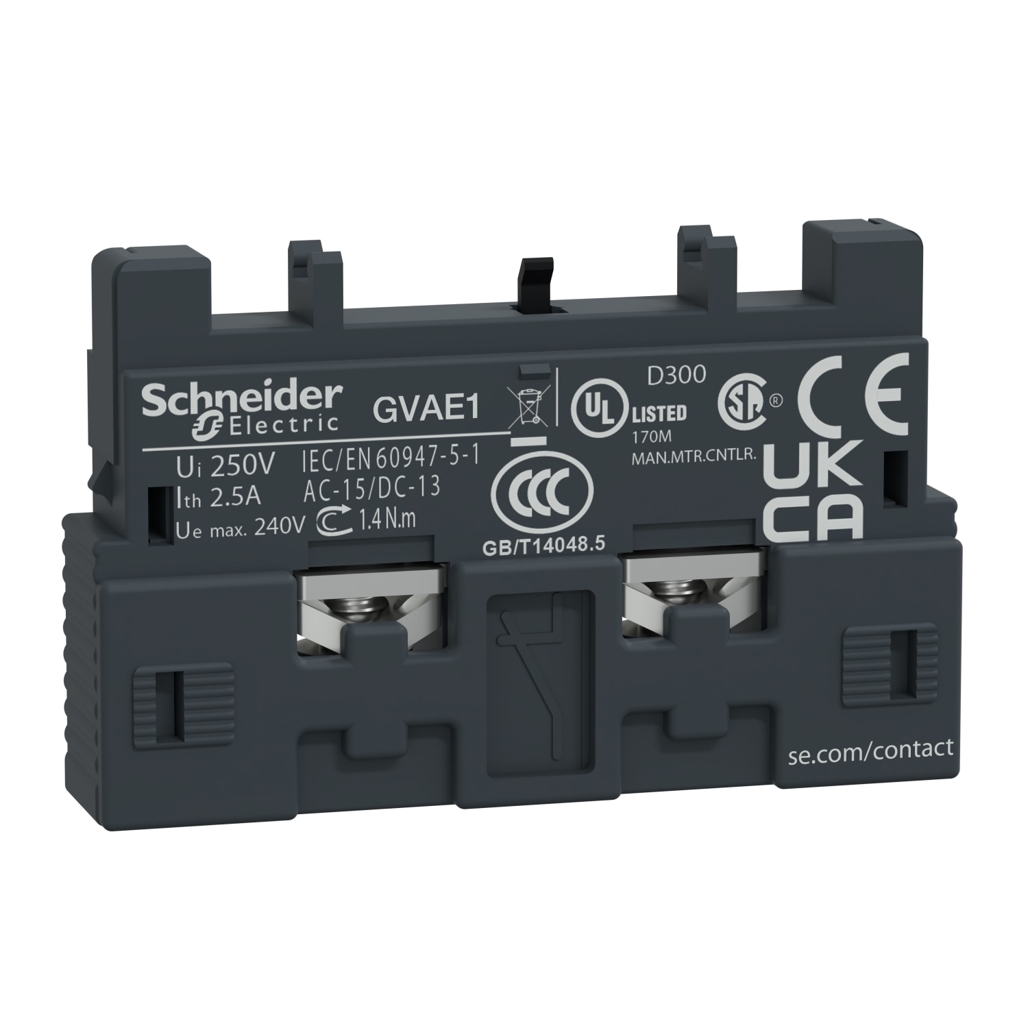 SCHNEIDER ELECTRIC - SNRGVAE1 Contatto ausiliario istantaneo TeSys GV - front 1NO/NC -  viti serrafilo