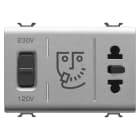 GEWISS - GEWGW14331 PRESA PER RASOIO STANDARD EUROAMERICANO CON TRASFORMATORE DI ISOLAMENTO - 230V ac - 50/60 Hz - 3 MODULI - TITANIO - CHORUSMART