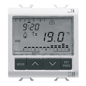 GEWISS - GEWGW20827 CRONOTERMOSTATO PROGRAMMAZIONE GIORNALIERA/SETTIMANALE - 230V ac 50/60Hz - 2 MODULI - SYSTEM WHITE