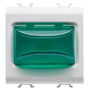 GEWISS - GEWGW10632 SPIA SPORGENTE - 12V ac/dc / 230V ac 50/60 Hz - VERDE - 2 MODULI - BIANCO LUCIDO - CHORUSMART