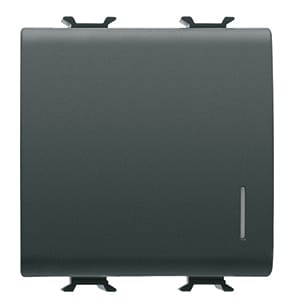 GEWISS - GEWGW12172 PULSANTE UNIPOLARE 250V ac - NA 16A ILLUMINABILE - CON DIFFUSORE - 2 MODULI - NERO SATINATO - CHORUSMART