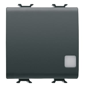 GEWISS - GEWGW12173 PULSANTE UNIPOLARE 250V ac - NA 16A ILLUMINABILE - CON LENTE NEUTRA SOSTITUIBILE - 2 MODULI - NERO SATINATO - CHORUSMART