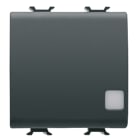 GEWISS - GEWGW12173 PULSANTE UNIPOLARE 250V ac - NA 16A ILLUMINABILE - CON LENTE NEUTRA SOSTITUIBILE - 2 MODULI - NERO SATINATO - CHORUSMART