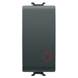 GEWISS - GEWGW12137 PULSANTE UNIPOLARE 250V ac - NC 16A - NEUTRO - SIMBOLO 0 ROSSO - 1 MODULO - NERO SATINATO - CHORUSMART