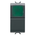 GEWISS - GEWGW12142 PULSANTE UNIPOLARE 250V ac - NA 16A - DIFFUSORE VERDE - 1 MODULO - NERO SATINATO - CHORUSMART