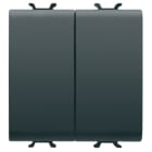 GEWISS - GEWGW12159F DEVIATORE+PULSANTE - 250V ac - MORSETTI CABLAGGIO RAPIDO - UNIPOLARE 16AX / UNIPOLARE NA 16A - TASTO NEUTRO - 2 MODULI - NERO SATINATO - CHORUSMART