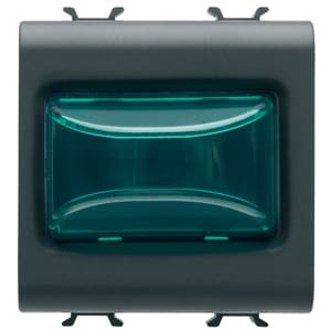 GEWISS - GEWGW12632 SPIA SPORGENTE - 12V ac/dc / 230V ac 50/60 Hz - VERDE - 2 MODULI - NERO SATINATO - CHORUSMART