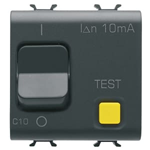 GEWISS - GEWGW12485 INTERRUTTORE AUTOMATICO MAGNETOTERMICO DIFFERENZIALE - CURVA C - CLASSE A - 1P+N 10A 230Vac 10mA - 2 MODULI - NERO SATINATO - CHORUSMART