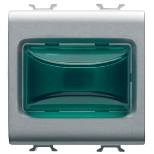 GEWISS - GEWGW14632 SPIA SPORGENTE - 12V ac/dc / 230V ac 50/60 Hz - VERDE - 2 MODULI - TITANIO - CHORUSMART