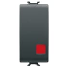 GEWISS - GEWGW12138 PULSANTE UNIPOLARE 250V ac - NC+NA 16A - ARRESTO - LENTE ROSSA - 1 MODULO - NERO SATINATO - CHORUSMART