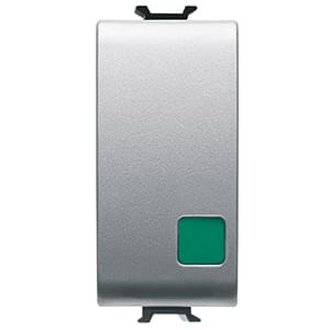 GEWISS - GEWGW14139 PULSANTE UNIPOLARE 250V ac - NA+NC 16A - MARCIA - LENTE VERDE - 1 MODULO - TITANIO - CHORUSMART