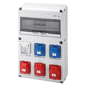 GEWISS - GEWGW68229N Q-DIN 14 DBO - 5 PRESE IEC 309 - 1 PRESA CIVILE IT/DE - IP44