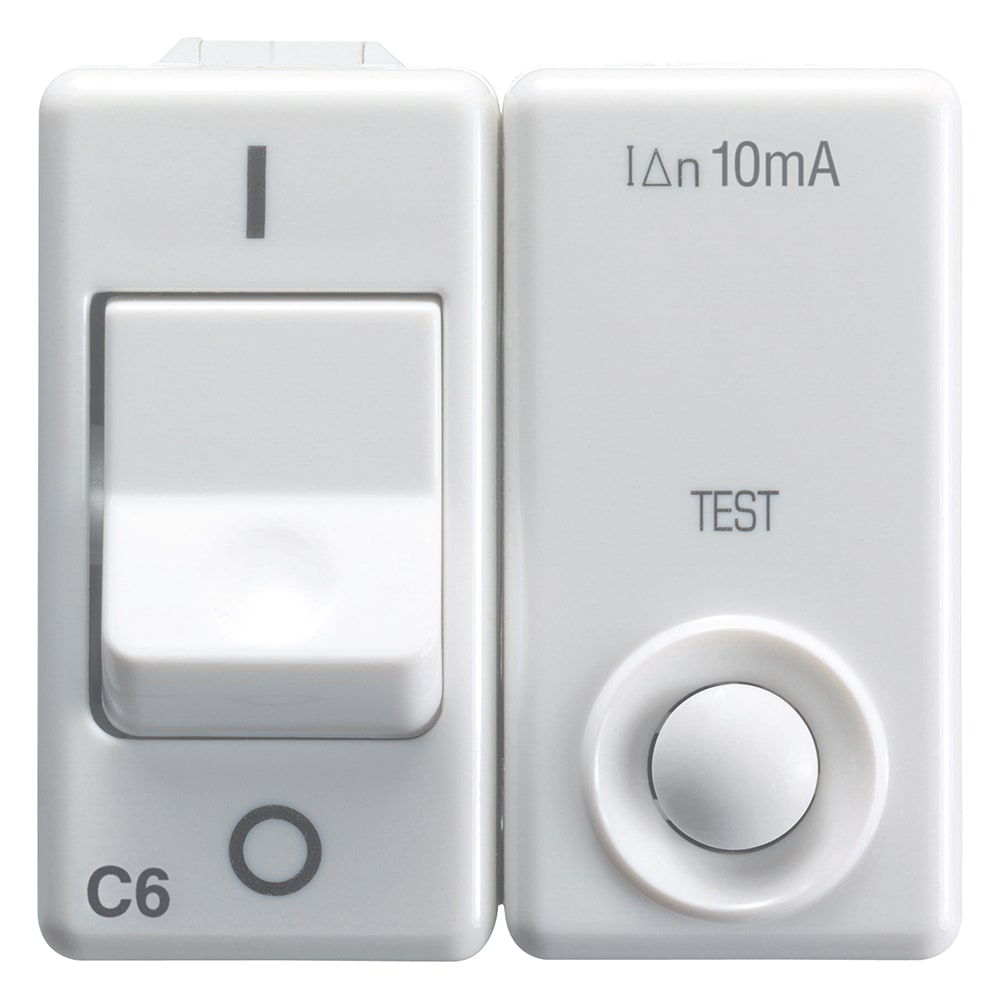 GEWISS - GEWGW20437 INTERRUTTORE AUTOMATICO MAGNETOTERMICO DIFFERENZIALE - 230V ac - CLASSE A - 1P+N 6A 3kA 10mA CURVA C - 2 MODULI - SYSTEM WHITE