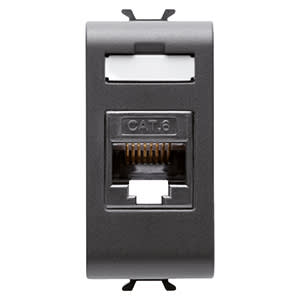 GEWISS - GEWGW12423 PRESA RJ45 - CATEGORIA 6 - UTP - 1 MODULO - CHORUSMART  - NERO SATINATO