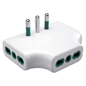 GEWISS - GEWGW28419 ADATTATORE MULTIPLO PIATTO - 2P+T 10A S17 - 3 USCITE STANDARD ITALIANO 16A BIVALENTE - BIANCO