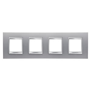 GEWISS - GEWGW16228VT PLACCA LUX INTERNATIONAL - IN TECNOPOLIMERO VERNICIATO - 2+2+2+2 POSTI ORIZZONTALE - TITANIO - CHORUSMART