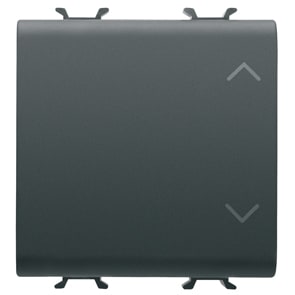 GEWISS - GEWGW12123 COMMUTATORE UNIPOLARE 250V ac - 10AX - NEUTRO - SIMBOLO SU-GIU' - 2 MODULI - NERO SATINATO - CHORUSMART