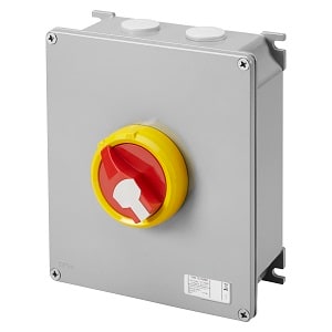 GEWISS - GEWGW70489NM INTERRUTTORE SEZIONATORE ROTATIVO - HP - DA PARETE - EMERGENZA - CASSETTA IN METALLO - 80A 3P+N - MANOPOLA ROSSA LUCCHETTABILE - IP66