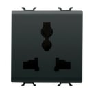 GEWISS - GEWGW12310 PRESA MULTISTANDARD 2P+T - 13 A/250 V ac - 15 A/127 V ac - 2 MODULI - NERO SATINATO - CHORUSMART