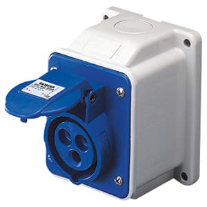 GEWISS - GEWGW62415 PRESA FISSA DA PARETE A 10° - IP44 - 2P+T 32A 200-250V 50/60HZ - BLU - 6H - CABLAGGIO A VITE
