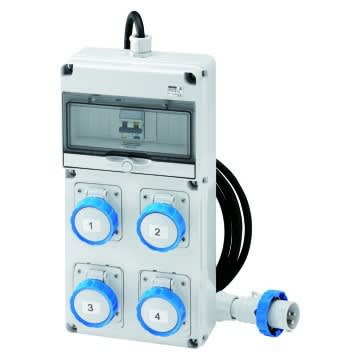 GEWISS - GEWGW68247N Q-DIN 10 ASC - MOBILE E PORTATILE - CON CAVO E SPINA - 4 3P+T 16A IEC309 - IP65