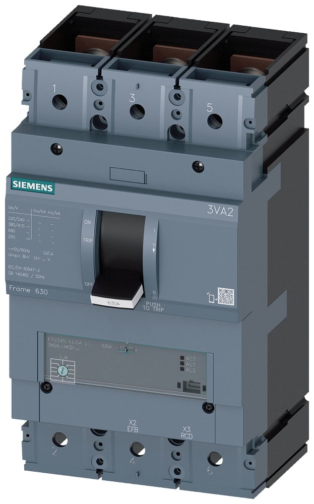 SIEMENS - SIE3VA24505HK320AA0 INT.AUT.3VA 500A 3P 55KA ETU3 ELISA L/T