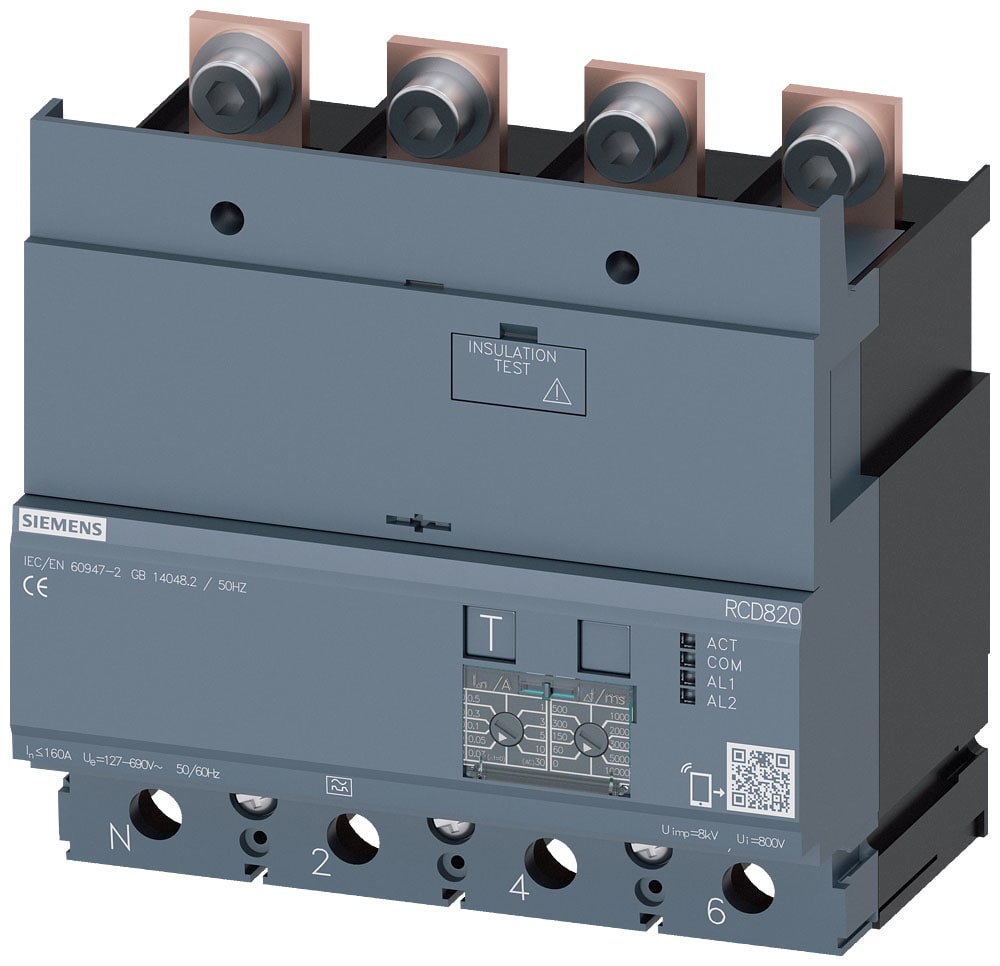 SIEMENS - SIE3VA91240RL30 Dispositivo differenziale RCD820 Advanced RCD tipo A montato in basso