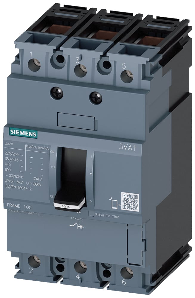 SIEMENS - SIE3VA10962ED360AA0 Interruttore automatico 3VA1 IEC Frame 100, classe del potere di interruzione B, Icu=16 kA con 415 V