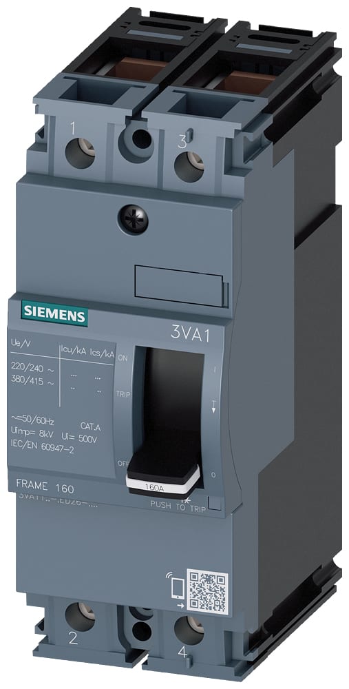 SIEMENS - SIE3VA11253ED260AA0 Interruttore automatico 3VA1 IEC Frame 160, classe del potere di interruzione N, Icu=25 kA con 415 V