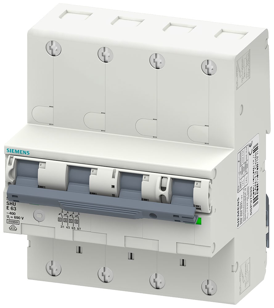 SIEMENS - SIE5SP34633 Interruttore magnetotermico principale (SHU), a 4 poli, E 63, 400 V