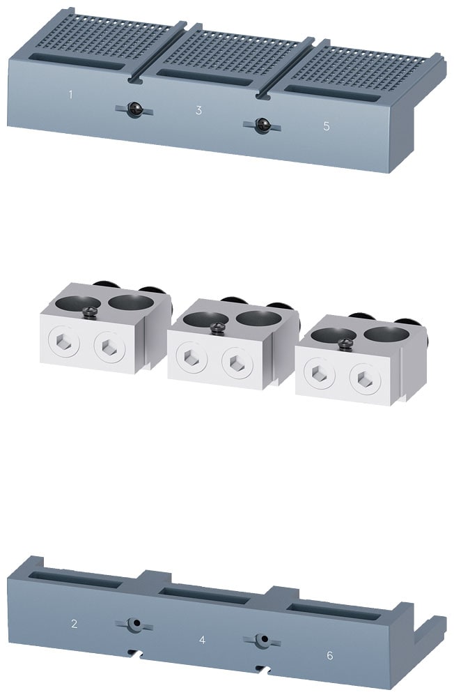 SIEMENS - SIE3VA95030JG23 Morsetto di collegamento per conduttore tondo 2 cavi con presa di tensione per conduttore ausiliario 3 pezzi, accessorio