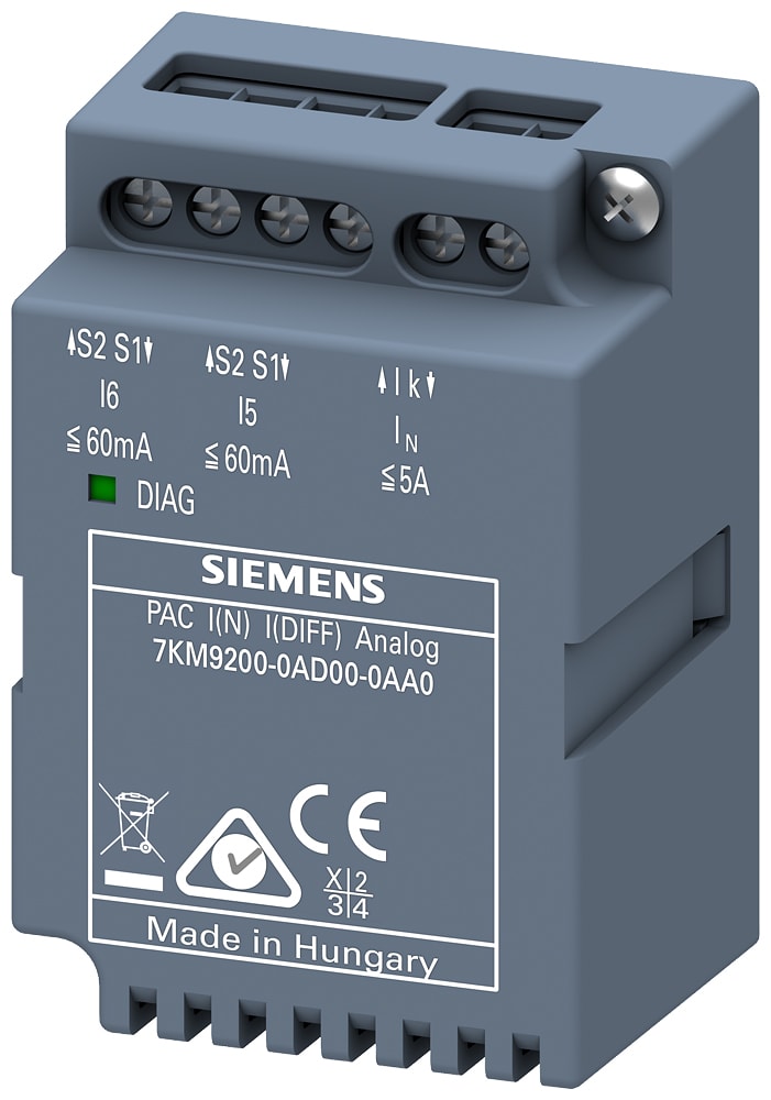 SIEMENS - SIE7KM92000AD000AA0 Modulo di ampliamento I(N),I(Diff),analog, misura del conduttore di neutro, misura di corrente differenziale,